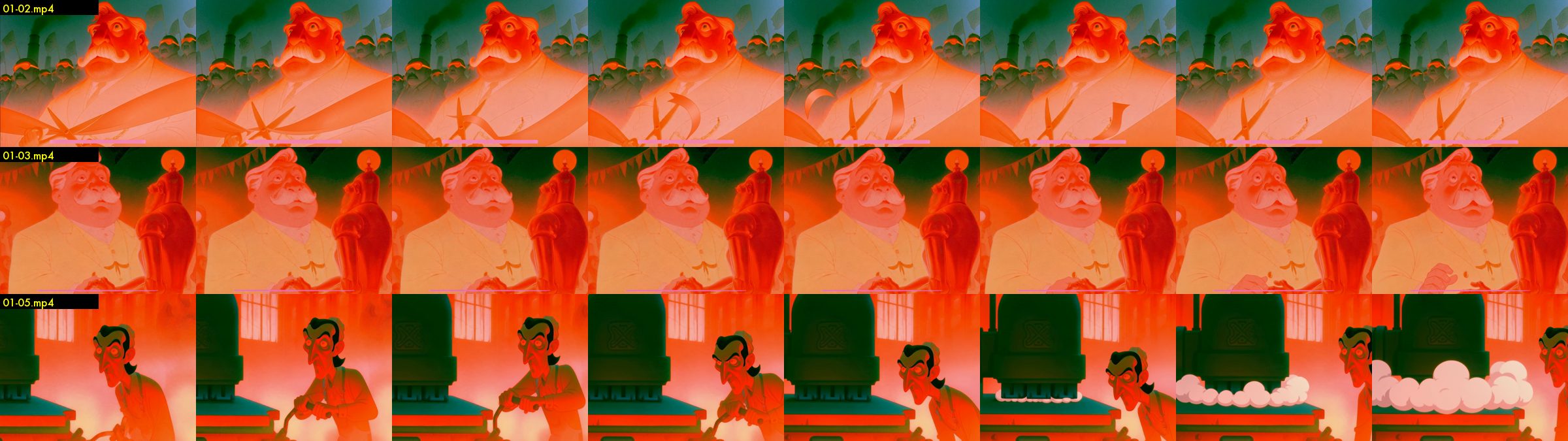 Claude's frame sheet for checking Scene 01 clips