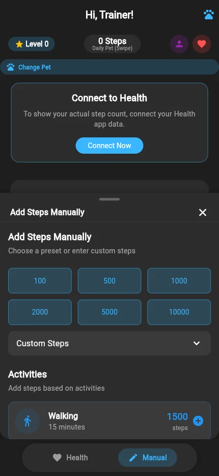 Manual step controls
